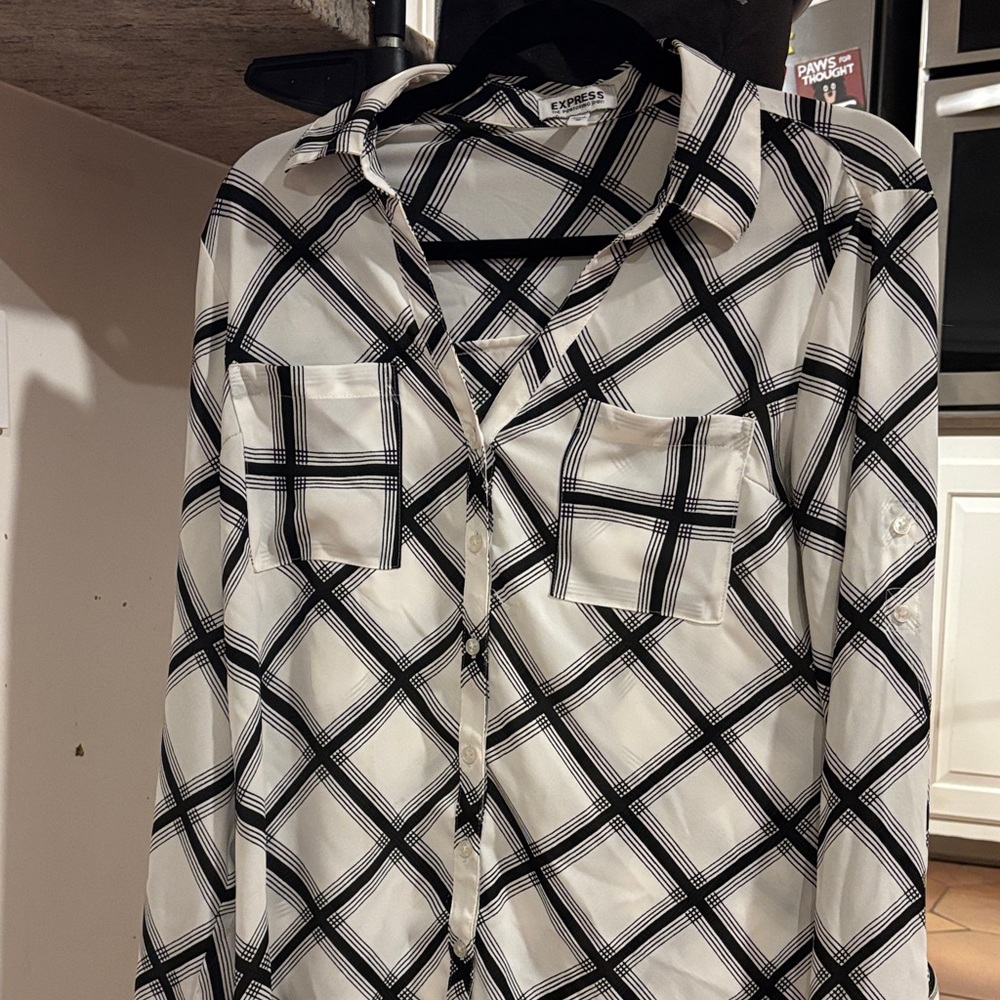 Express Monochrome Checkered Button-Up Shirt